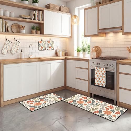 10 Pack Kitchen Decor and Accessories Set, Floral Orange