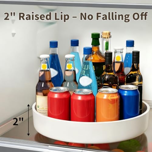 11.8" Lazy Susan Organizer for Cabinet, Turntable Spice Rack with Non-Slip Base & Raised Lip, Pantry Organization and Storage, Kitchen, Fridge, Makeup Vanity, Bathroom Countertop, Under Sink