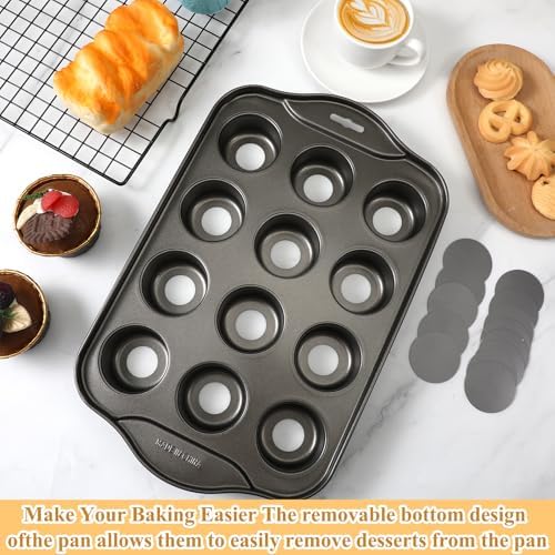 JJUNW 2 Pack 12 Cavity Mini Cheesecake Pan, 13" x 8" Mini Muffin