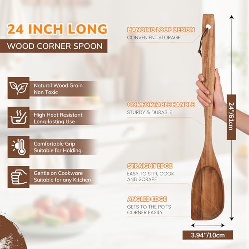 FillTouch 24 Inch Large Wooden Spoon for Cooking