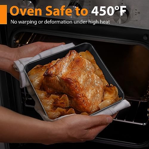 E-far 6/8/9-Inch Square Cake Pan with lid Set, Non-stick Square Baking
