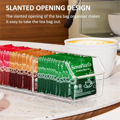 FUCDTEFC Tea Bag Organizer, Tea Bag Holder Box Storage Bin, Clear Tea