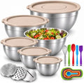 20 PCS Stainless Steel Mixing Bowls with Airtight Lids, 6 Nesting