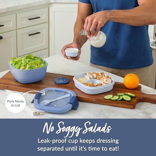 Bentgo Salad Container, Lunch Bowl with 4-Compartment Toppings Tray