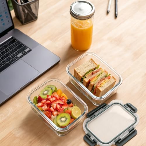 M MCIRCO 10-Pack 13 oz Glass Meal Prep Containers with Lids