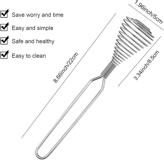 Stainless Steel Spring Coil Whisk Wire Whip Cream Egg Beater Gravy Cream Hand - Image 2