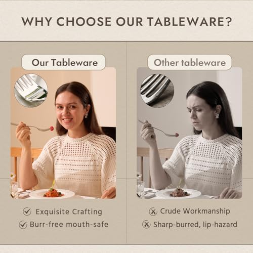 18/10 Stainless Steel Silverware Set for 4, 20 Piece Teardrop Flatware