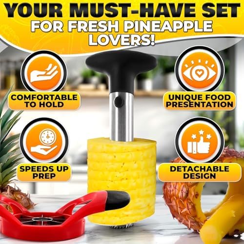 Pineapple Corer and Slicer, Apple Cutter, Stainless Steel Fruit Tool