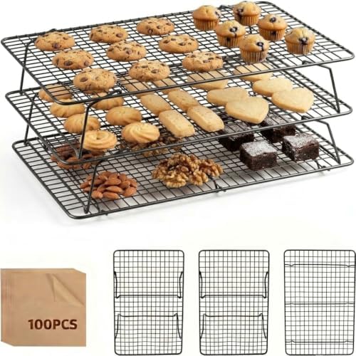 Cooling Racks for Baking, 3-Tier Stackable Stainless Steel Wire