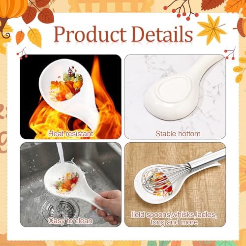 Fall Ceramic Spoon Rest, Pumpkin Pattern, Halloween Kitchen Decoration