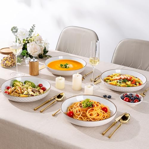GBhome 9.5'' Large Pasta Bowls, 42 Ounce Stoneware Salad Bowls for
