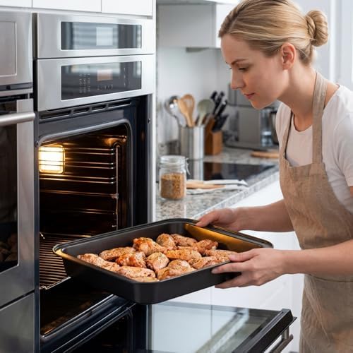 Lyellfe 3 Pack Rectangle Baking Pan, 13 x 9 Inch