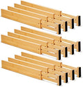 Sawysine 12 Pcs Bamboo Drawer Dividers Adjustable Drawer Organizers