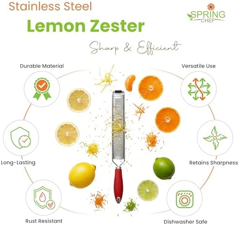 Spring Chef Stainless Steel Lemon Zester - Garlic & Ginger Grater