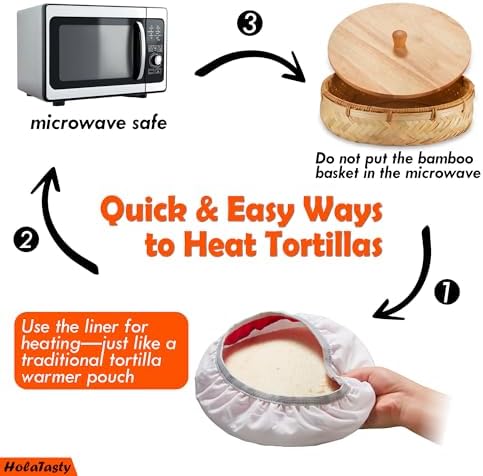 Tortilla Warmer Basket w Removable Insulation Liner, 9.4'' Large