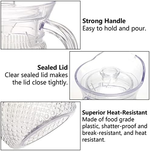 Lawei 2 Pack 68Oz / 2L Acrylic Pitcher, Clear Plastic Water Pitchers
