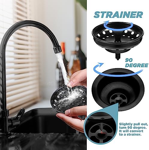 Zonon 5 Pcs 3-1/2 Inch Kitchen Sink Drain Strainer Assembly with Sink