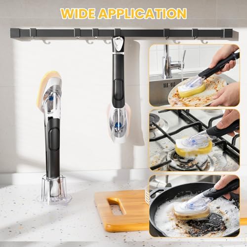 RIMAY Soap Dispensing Dish Brush Set, 10 Sponge Refills