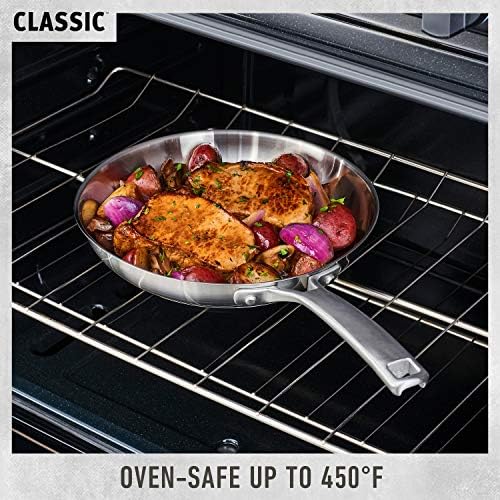 Calphalon Classic Stainless Steel Cookware Set, 10-Piece, Impact-Bonded Aluminum Base, Stay-Cool Handles, Oven Safe 450F, Silver