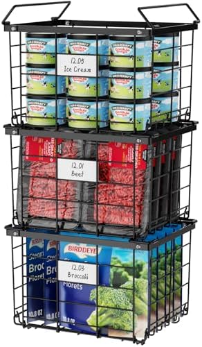 iSPECLE Stackable Freezer Organizer Bins, 3.5 Cu.ft, 3 Pack