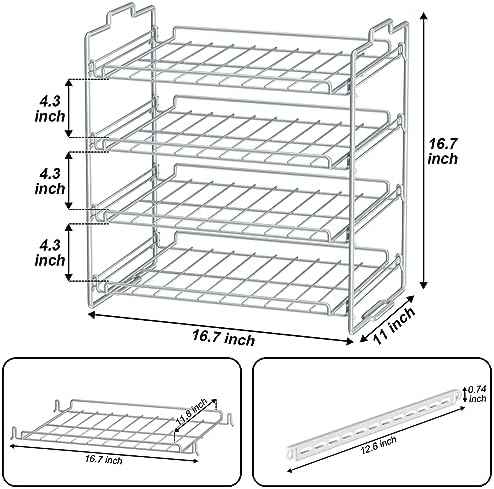 4 Tiers Stackable Can Rack Organizer, Wear-resistant Upgrade Beverage Food Can Dispenser Holder Holds up to 48 Cans for Kitchen Cabinet and Pantry (Silver)