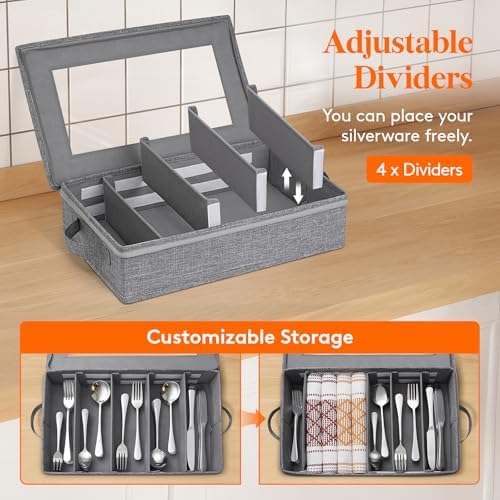 Lifewit Covered Silverware Storage Box with Zipper Lid