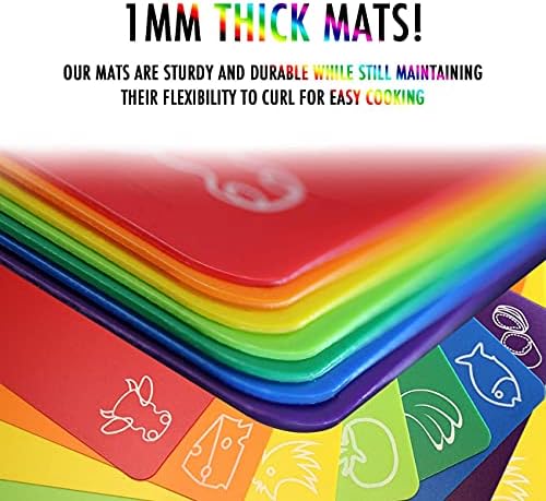 Cutting Board Mats Flexible Plastic Colored Mats with Food Icons