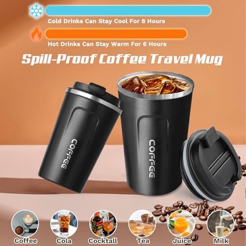 SPLMIFA Travel coffee mugs leak-proof, reusable coffee cups with lids