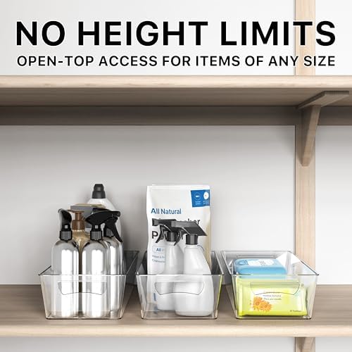 Simple Houseware Clear Pantry Storage Bins, 4 Pcs, 14" x 7" x 3.75"