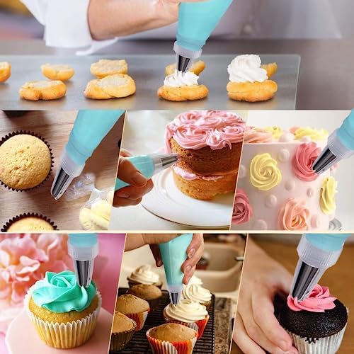 Piping Bags and Tips Set, 16" Reusable Piping Bags, Frosting Piping