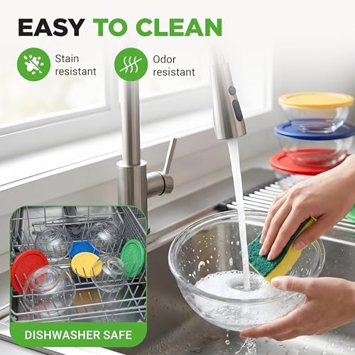 NutriChef 4‐Piece Glass Mixing Bowls with Lids – Premium Borosilicate