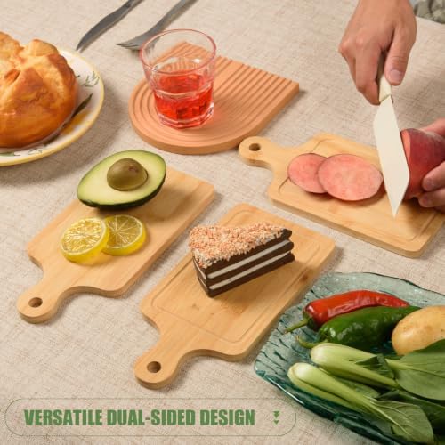 AWIZOM 6 Pcs Small Cutting Boards with Handle Mini Bamboo Charcuterie