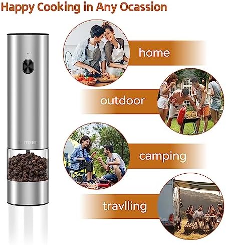 Electric Salt and Pepper Grinder, Stainless Steel