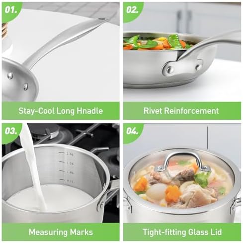 Duxtop Stainless Steel Pots and Pans Set, 17PC Induction Cookware Set