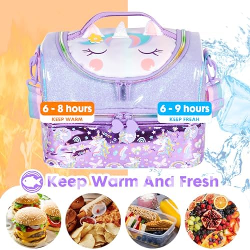 Kids Double Decker Insulated Lunch Bag, Unicorn