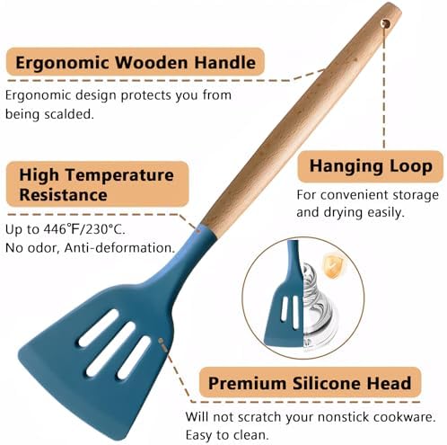 Silicone Kitchen Cooking Utensils Set 5Pcs Non-Stick Silicone Kitchen