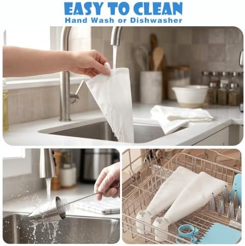 20PCS Reusable Piping Bags and Tips Set, 2 Pack 16 Inch Cotton Pastry