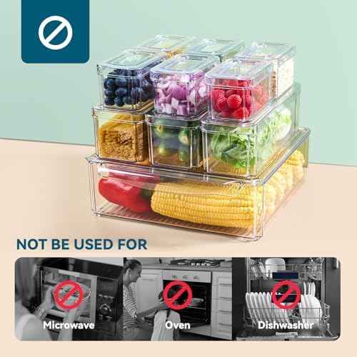 10 Pack Fridge Organizers and Storage, Clear Fridge Organizer Stackable