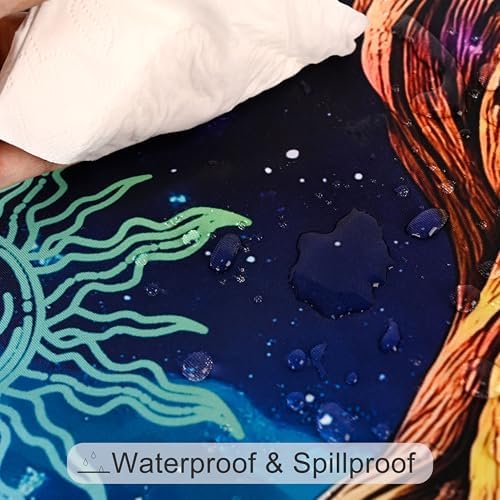 juniissl Sun Moon Tree Tablecloth Washable Round Table Cover for