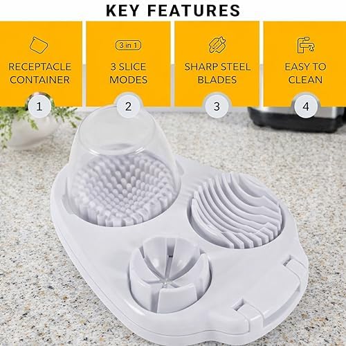 3-in-1 Egg Slicer for Hard Boiled Eggs, Stainless Steel Egg Cutter