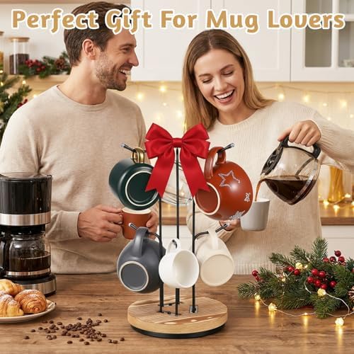 360° Rotating Coffee Mug Tree with 6 Hooks