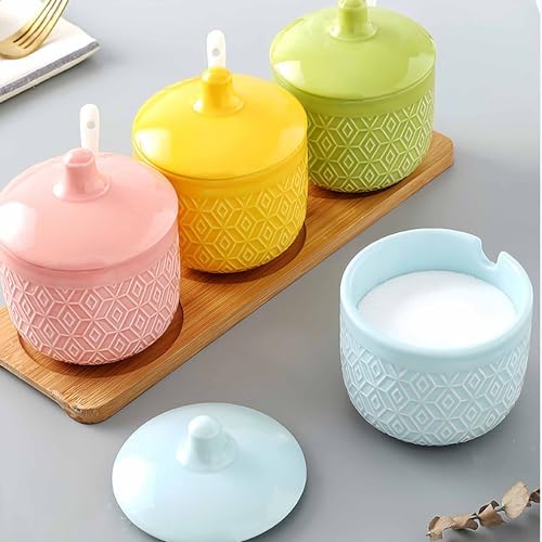 Salt Pot, Solid Color Porcelain Sugar Pot, For Coffee Bar, Sugar Bowl