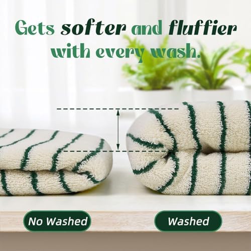 Jacquotha Green Striped Hand Towels for Kitchen, Vintage Bathroom
