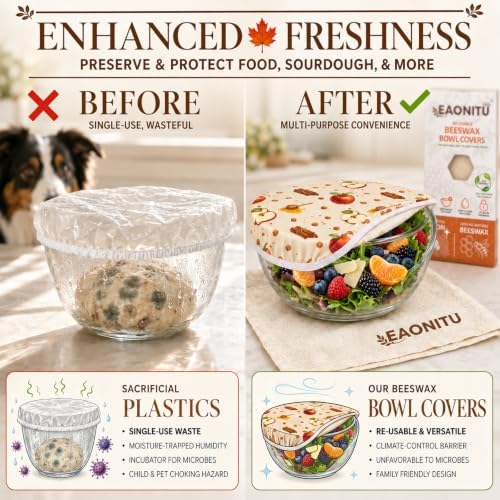 Beeswax Bowl Covers, 6-Pack, 8-12 Inch
