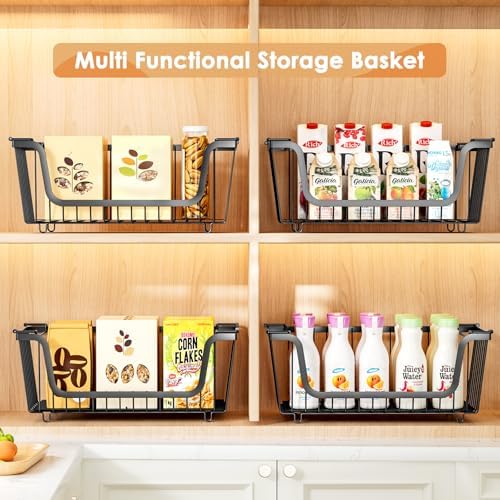 Black Stackable Wire Baskets, 4 Pcs