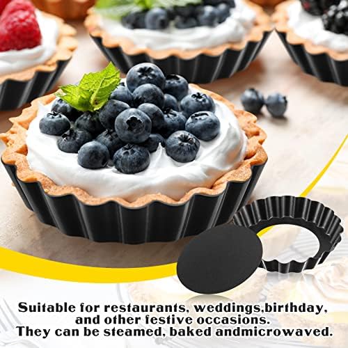 Tessco for you 16 Pcs Mini Tart Pans for Baking, Black Gray Round