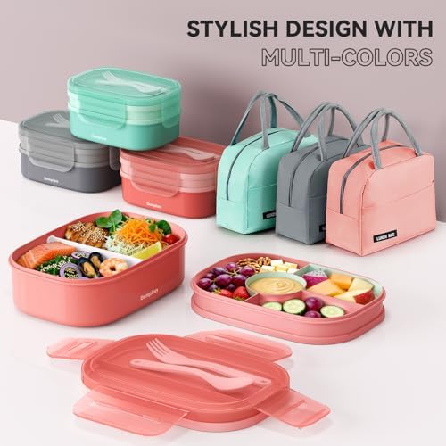 2 Layers Bento Box, All-in-One Stackable Lunch Container with