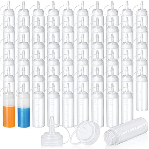 60 Pieces 4 oz Plastic Condiment Squeeze Bottles Small Squirt Bottles