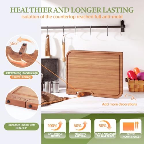 Golffox Wood Cutting Board Set, Bamboo Chopping & Charcuterie for