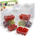 Qinyoung 100 Pack Berry Containers 1 lb Plastic Strawberry Basket with